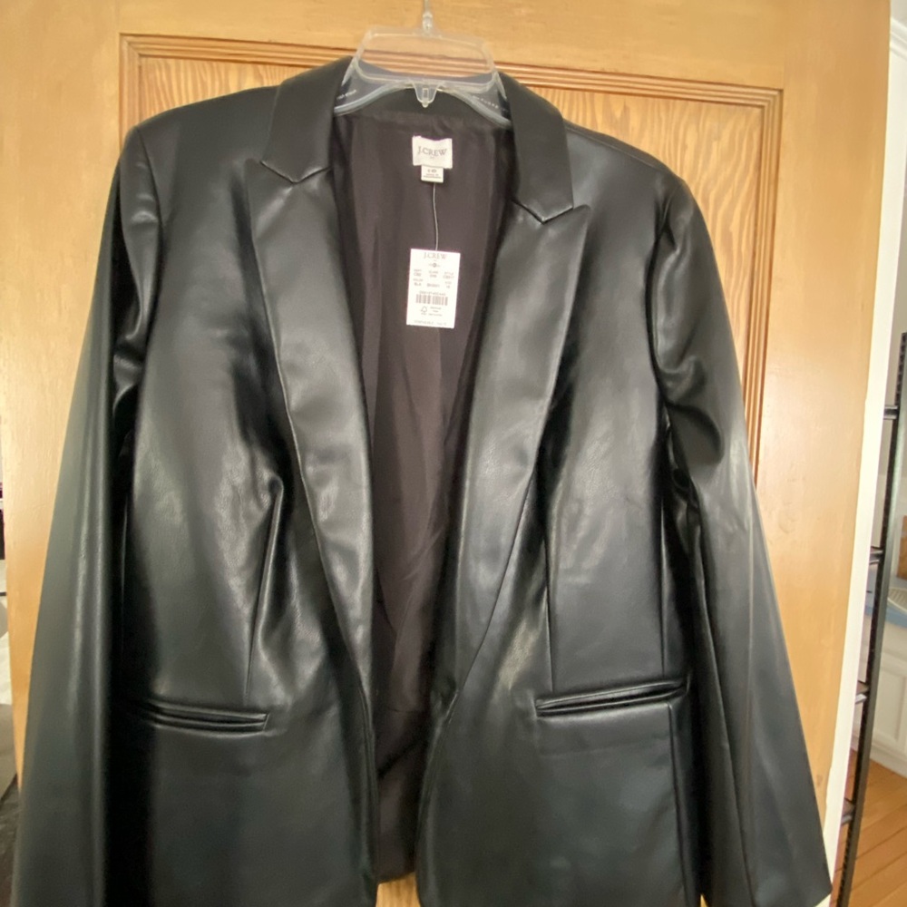 J. Crew Black Faux Leather Blazer